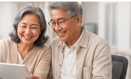 Retired couple reviewing a plan
